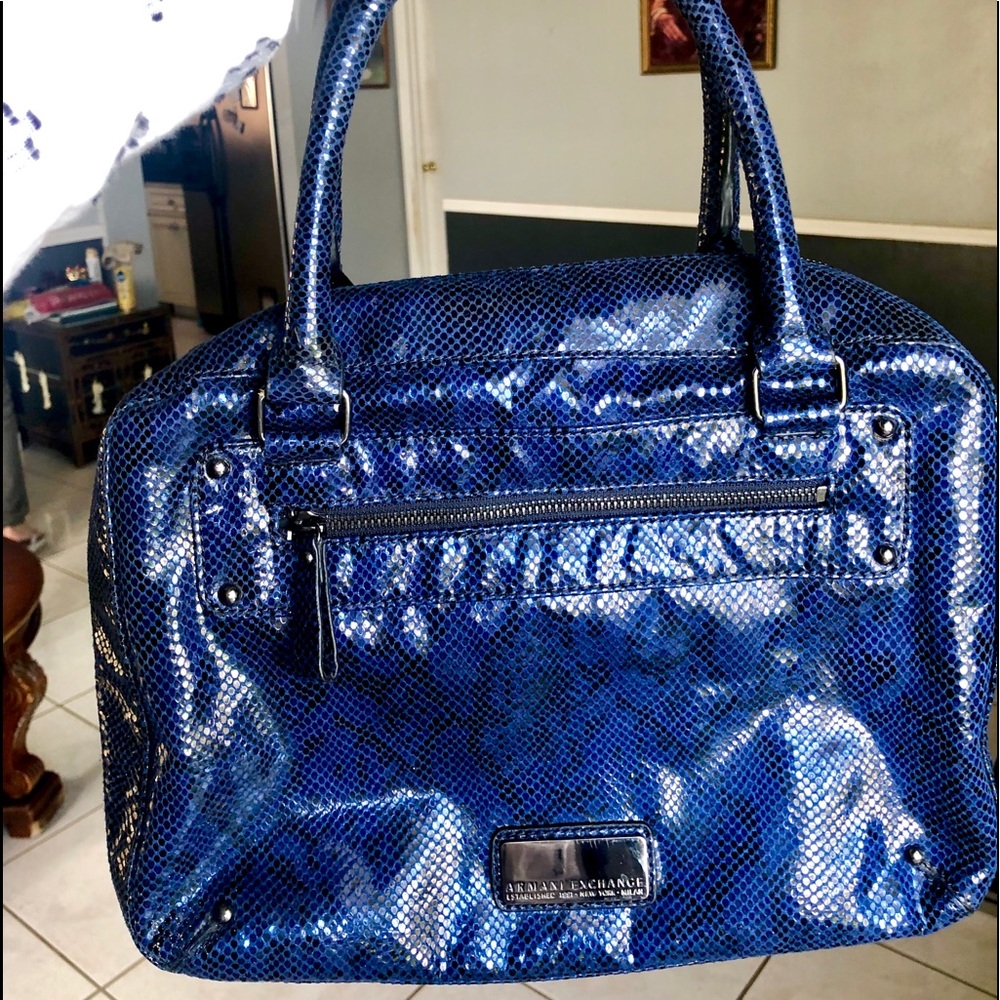 Armani Exchange shiny snakeskin bag
